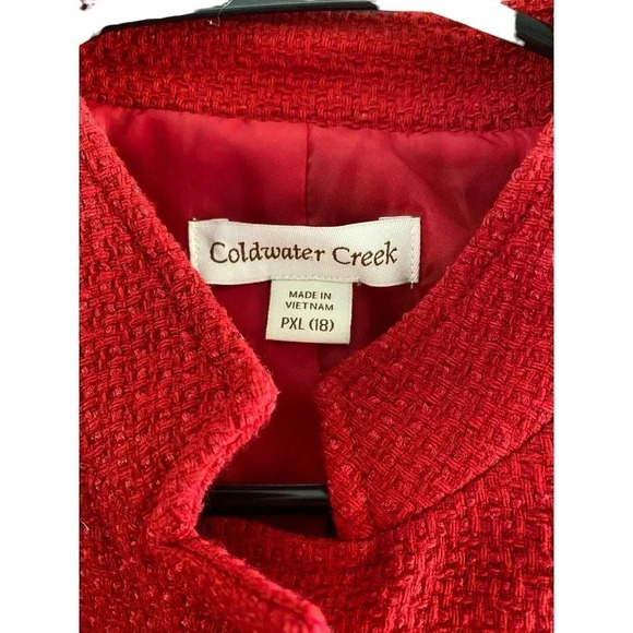Coldwater Creek Women's Red Knit Long Sleeve Button Down Jacket Size PXL (18) - Picture 3 of 5